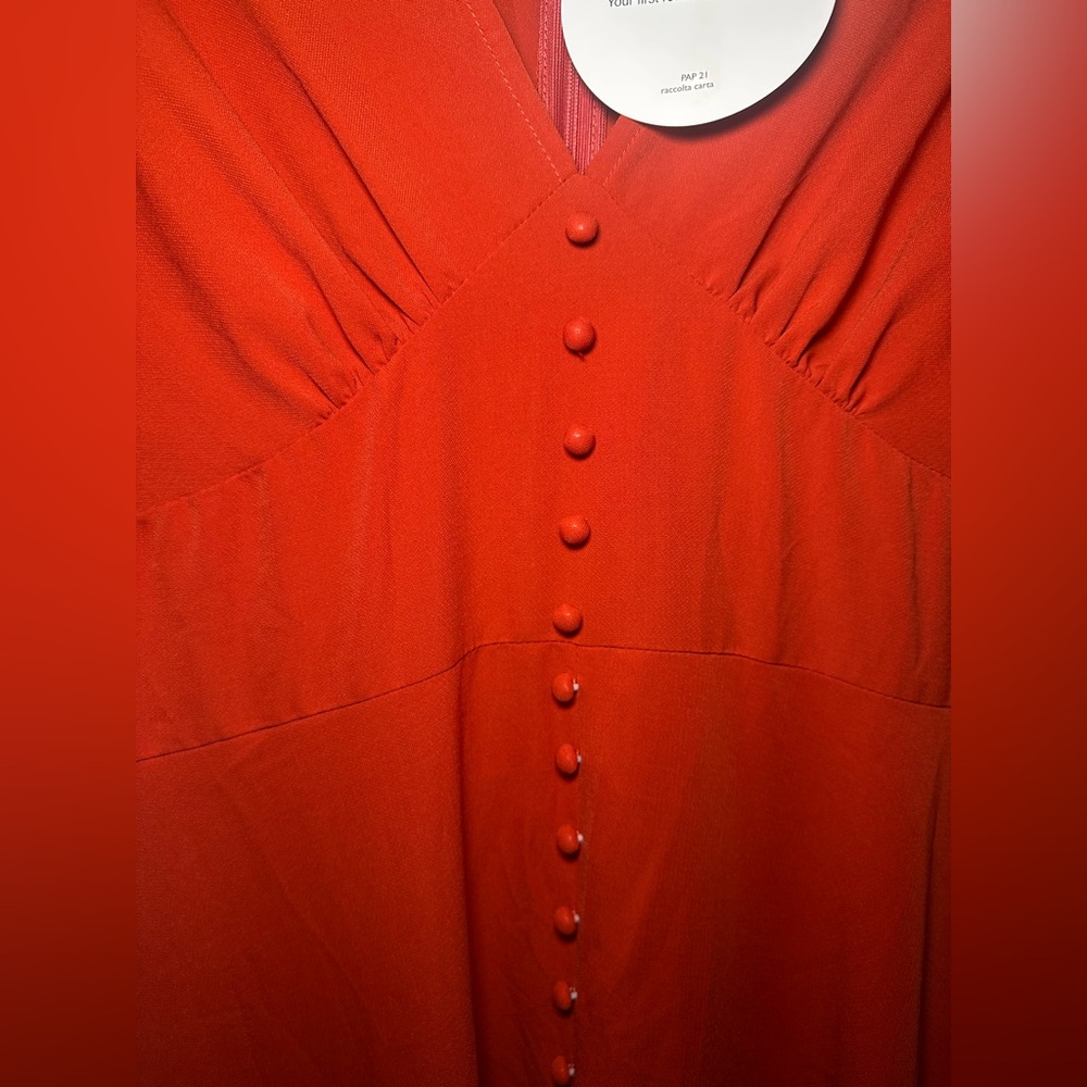 Elegant Orange Midi Classic Pinup Inspired Short Sleeve Women’s Dress Size Large - Picture 6 of 9